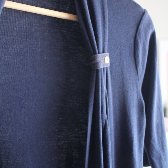 Splendid Drapey Open front Blue Open Cardigan Short Sleeve Size Medium - Picture 2 of 4